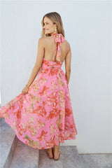 Harriette Neckholder Maxikleid Pink