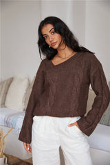 SNDYS Ana Zopfmusterpullover Mokka