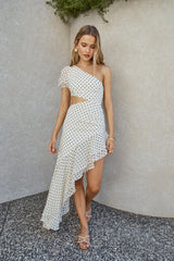 Paradise Found One Shoulder Maxi-Kleid Creme