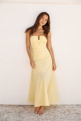 Sonnenschein Bliss Trägerloses Maxikleid Gelb