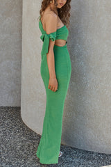 Luscious Fields One-Shoulder-Maxikleid Grün