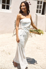 Hidden Oasis Leinen Strapless Top Weiß