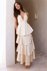 Golden Age Satin Maxikleid Gelb