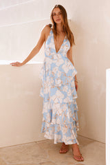 Maxikleid Ocean Trails Satin Blau