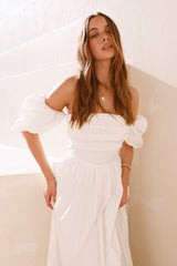Bella Off-Shoulder Maxikleid Weiß