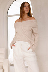 Kadija schulterfreies Stricktop Beige