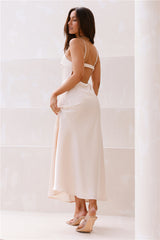 Teresa Satin Maxikleid Champagner