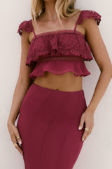 Süße Silhouette Spitzen Crop Top Beere