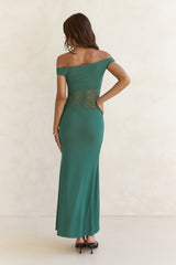 Always Dreaming Spitzen Off-Shoulder Maxikleid Petrol
