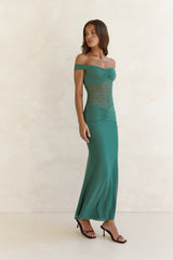 Always Dreaming Spitzen Off-Shoulder Maxikleid Petrol