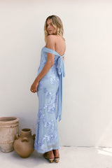 Day After Day schulterfreies Maxikleid Blau