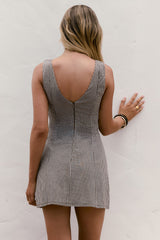 Verträumtes Himmel-Gingham-Minikleid Braun