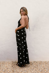 Dancing Stars Polka Dot Neckholder Maxikleid Schwarz