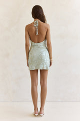 Chasing Truth Neckholder-Minikleid aus Mesh Salbei