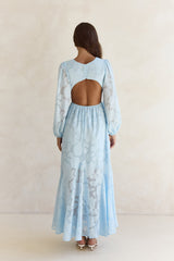 Time Floats By Maxi-Kleid mit langen Ärmeln Blau