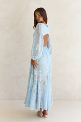 Time Floats By Maxi-Kleid mit langen Ärmeln Blau