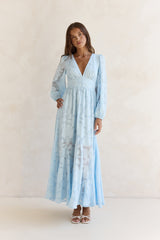 Maxikleid "Time Floats By" Langarm Blau