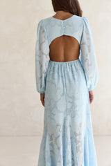 Time Floats By Maxi-Kleid mit langen Ärmeln Blau