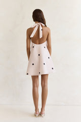 Faith In You Polka Dot Neckholder Minikleid Beige
