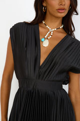 Irisierendes Maxi-Kleid in Schwarz