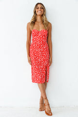 Warten auf den Frühling Midi-Kleid Rot