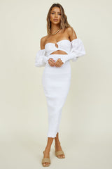 SEVEN WONDERS Luciano Shirred Midikleid Weiß