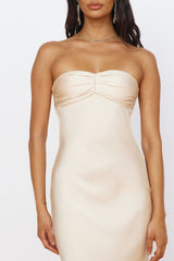 Satinmaxikleid Beige "Start of Something New"