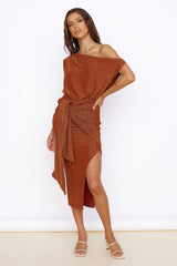 Midikleid Gewitter Braun