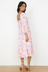 Sunset Blooms Midikleid Flieder