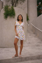 FORTUNATE ONE On Vacay Minikleid mit Santorini-Print