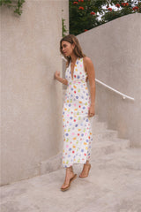 FORTUNATE ONE Marici Maxikleid Santorini-Druck