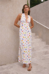 FORTUNATE ONE Marici Maxikleid Santorini-Druck