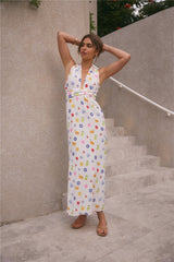 FORTUNATE ONE Marici Maxikleid Santorini-Druck