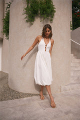 High Tide Neckholder-Midikleid Weiß