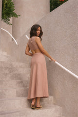 Maxikleid flatternde Herzen Taupe