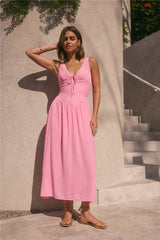 Sonntagsbrunch-Maxikleid Pink