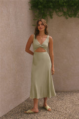 Weiches Maxikleid in Salbeigrün