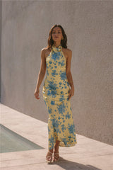 Sunset Skies Neckholder Maxikleid Gelb