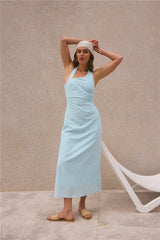 Freigeistliches Neckholder-Maxikleid Blau