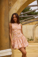 Himmlisches Drift-Blumen-Minikleid Pink