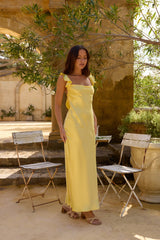 FORTUNATE ONE Belinda Satin Maxikleid Gelb