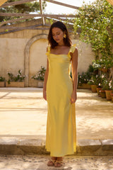FORTUNATE ONE Belinda Satin Maxikleid Gelb