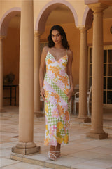 Retro Bloom Maxikleid Grün