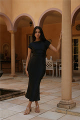 Siren Melody Satin Maxikleid Schwarz