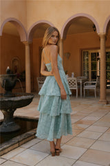 Ocean Nights One-Shoulder Maxikleid Salbeigrün