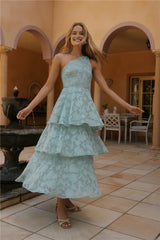 Ocean Nights One-Shoulder Maxikleid Salbeigrün