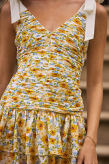 Sonnenblumen-Laune Minikleid geblümt