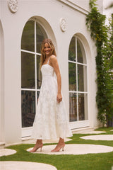 Gartenromantik Midikleid Weiß