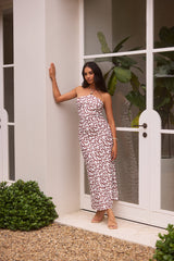 Sanddüne Neckholder Midi-Kleid Schokolade
