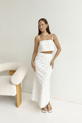Inselruhe Bestickter Maxirock Weiß